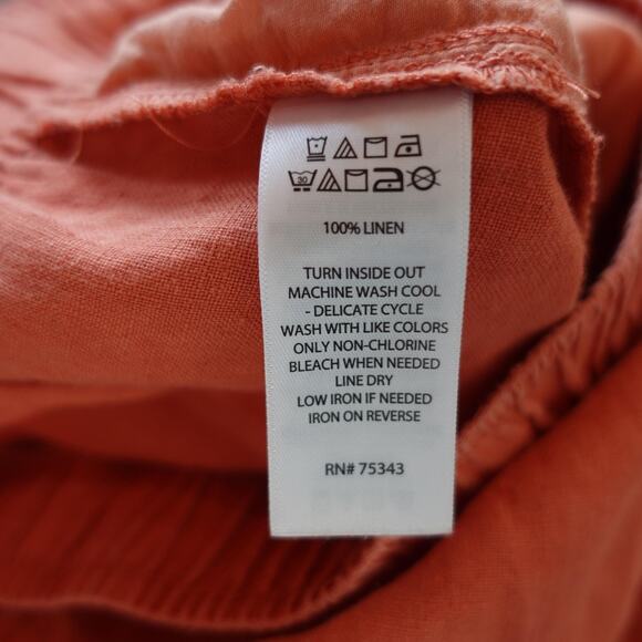 Tahari Pants Womens Small Rust Orange Linen Pull-On Wide Leg Cropped Pockets - Picture 4 of 8